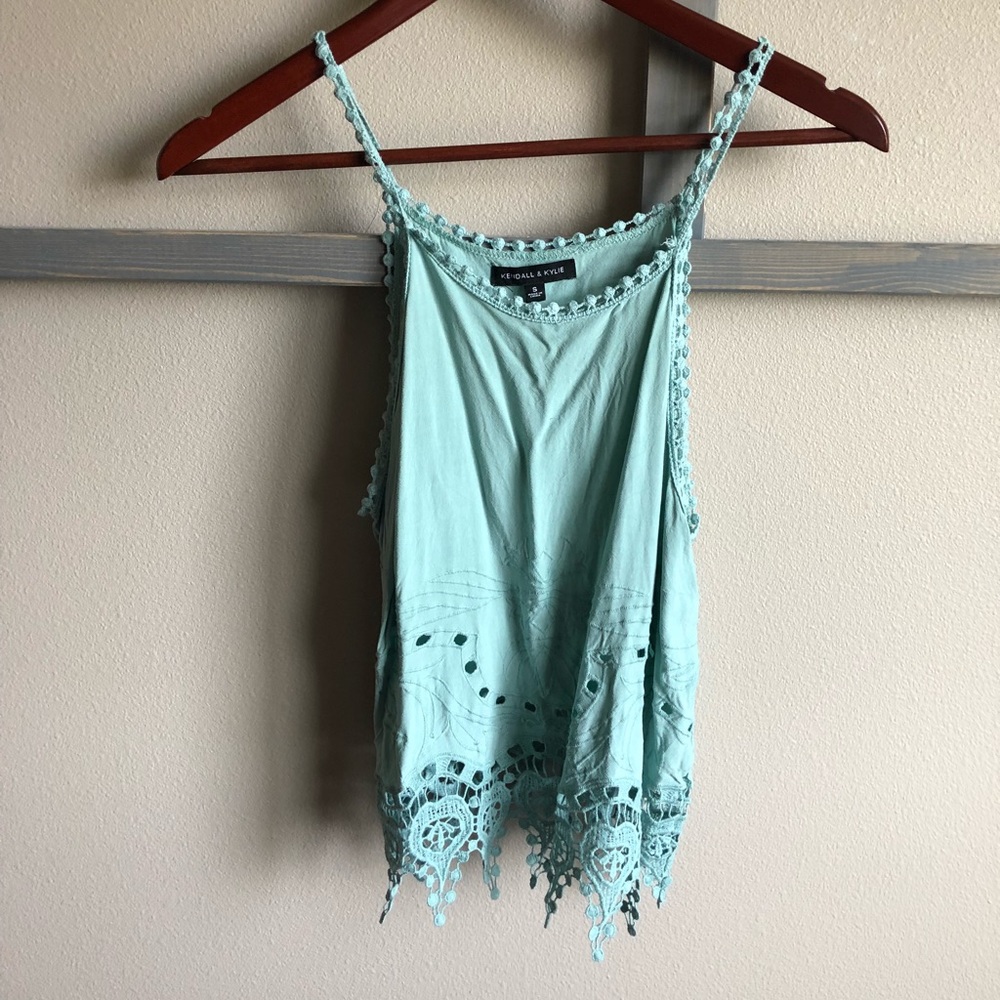 Kendall and Kylie teal crop top